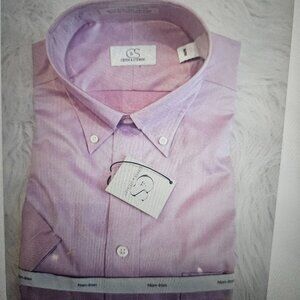 SIZE M COOPER & STEWART (NEW) Pink Short Sleeve Men's Dress Shirt Lot #536